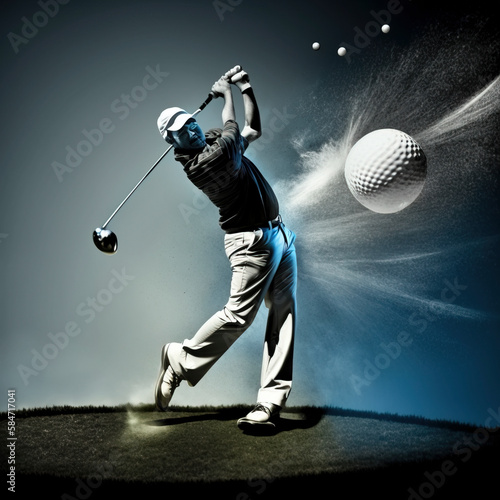 Golfer in golf swing created with Generative AI technology photo