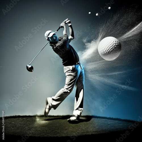 Golfer in golf swing created with Generative AI technology