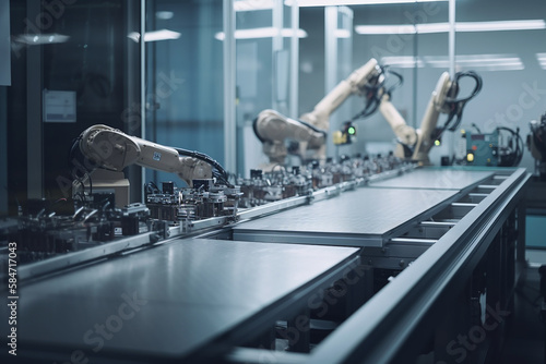 A Robot Working Alongside Humans In A Manufacturing Plant, Assembling Products Or Performing Quality Control Checks.