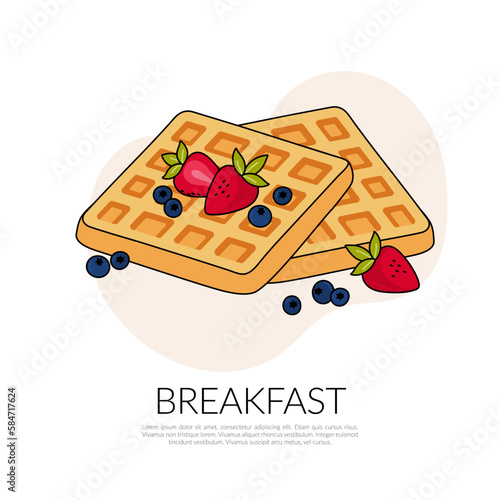 Belgian waffles vector illustration.