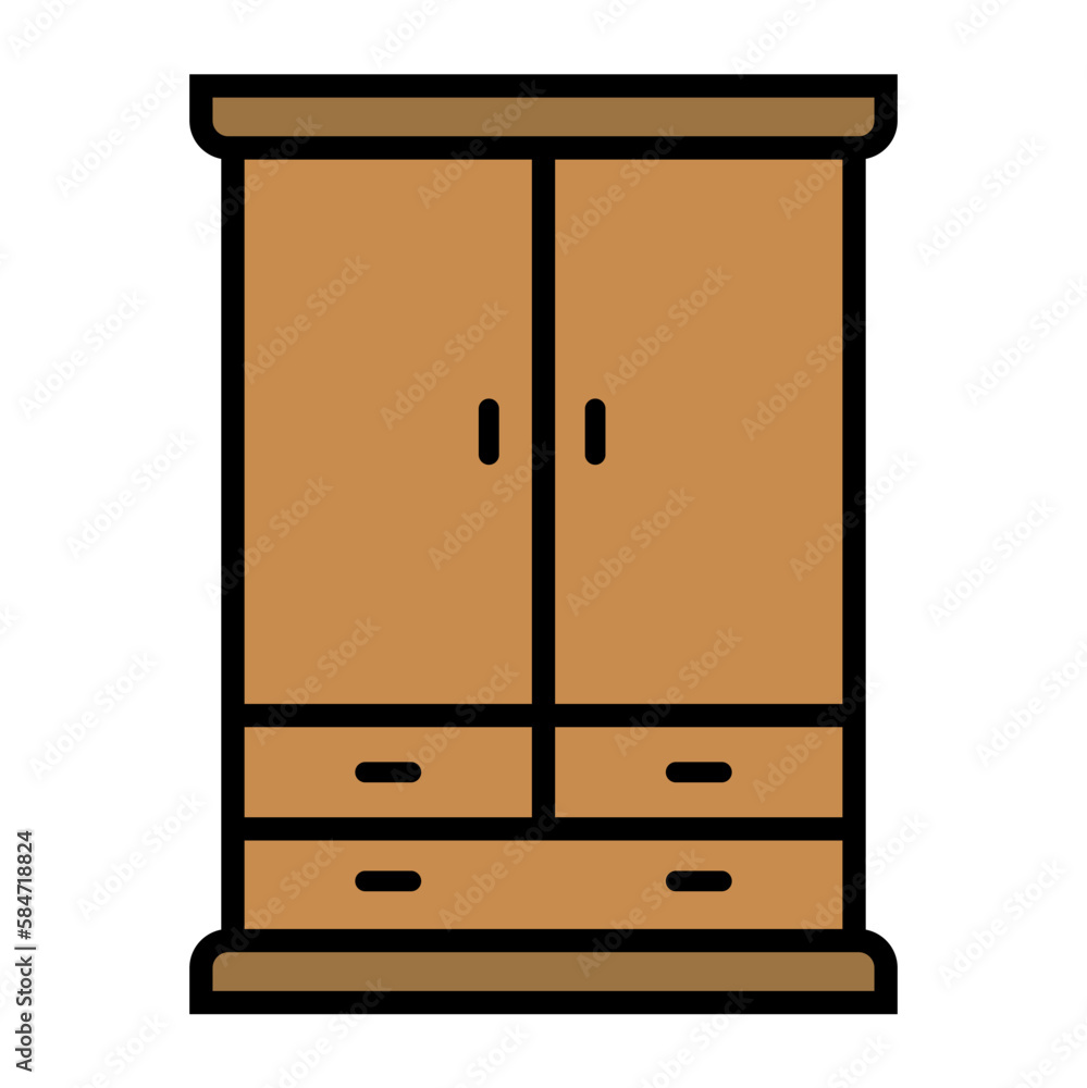 Illustration Vector Graphic of Wardrobe, furniture, closet Icon Illustration Vector Graphic of Wardrobe, furniture, closet Icon