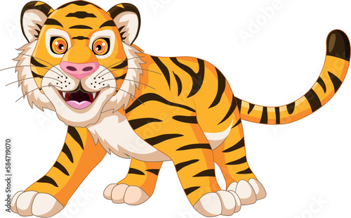 Cute Tiger Cartoon Posing