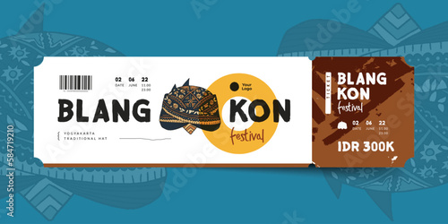 yogyakarta blangkon traditional hat ticket festival hand drawn illustration indonesia culture design inspiration