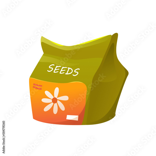 Pack of flower seeds isolated on white background. Vector Illustration in Cartoon Style. Gardening.