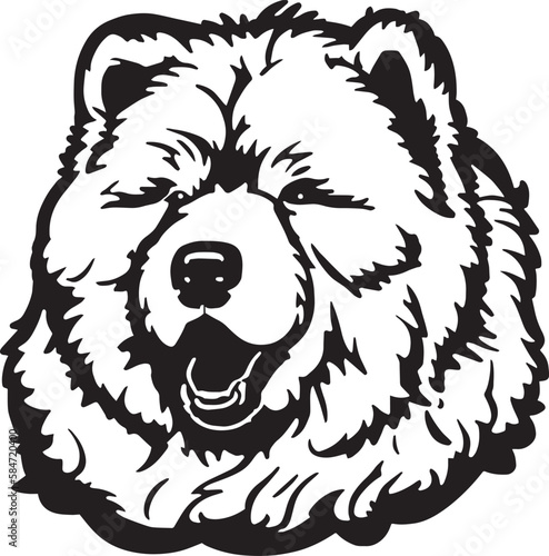 Chow Chow dog face isolated on a white background, SVG, Vector, Illustration.	