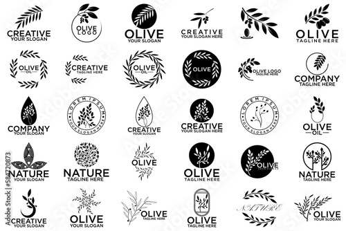 olive branch logo design, black logo and white background