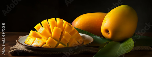 mango, fruit, food, fresh, isolated, sweet, tropical, ripe, yellow, white, dessert, healthy, juicy, slice, cut, red, exotic, diet, organic, nutrition, orange, delicious, generative ai
