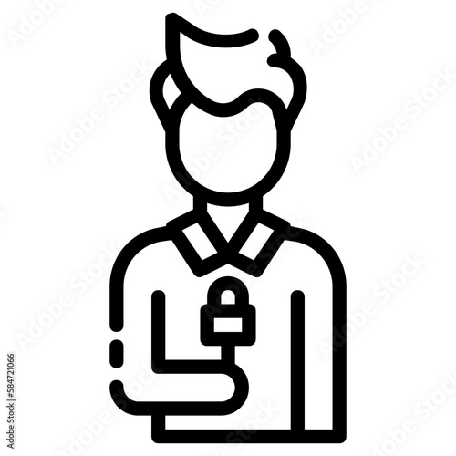 male news reporter avatar outline icon