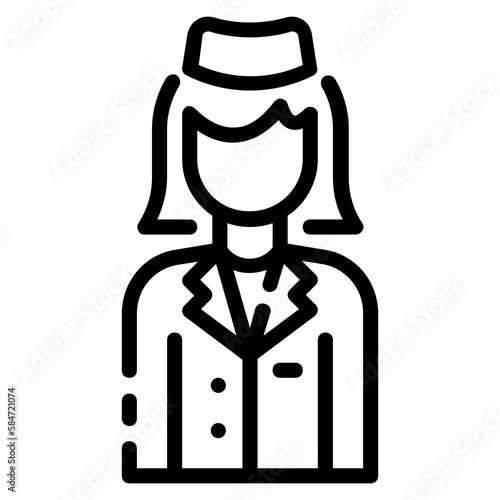air hostess avatar outline icon