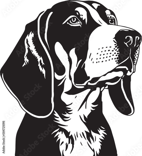 COONHOUND dog face isolated on a white background, SVG, Vector, Illustration.	