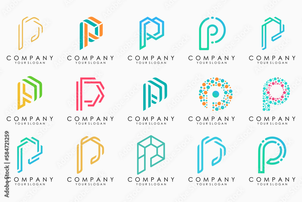 Set of letters P logo design. modern creative monogram icon design inspiration. Set of letters P logo design. modern creative monogram icon design inspiration.