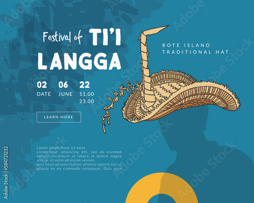 ti'i langga rote traditional hat indonesia culture hand drawn illustration for poster and social media design inspiration