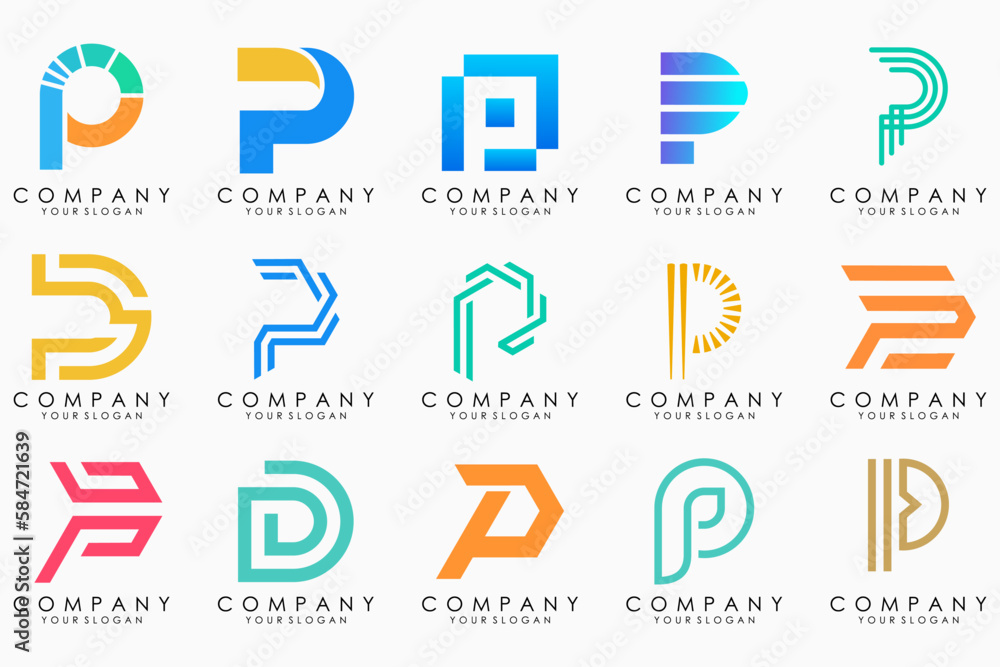 Set of letters P logo design. modern creative monogram icon design inspiration. Set of letters P logo design. modern creative monogram icon design inspiration.