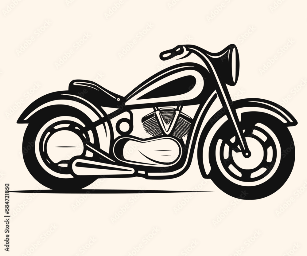 Vector Illustration of a Classic Motorcycle with lines drawing for logo,icon,clip art Vector Illustration of a Classic Motorcycle with lines drawing for logo,icon,clip art