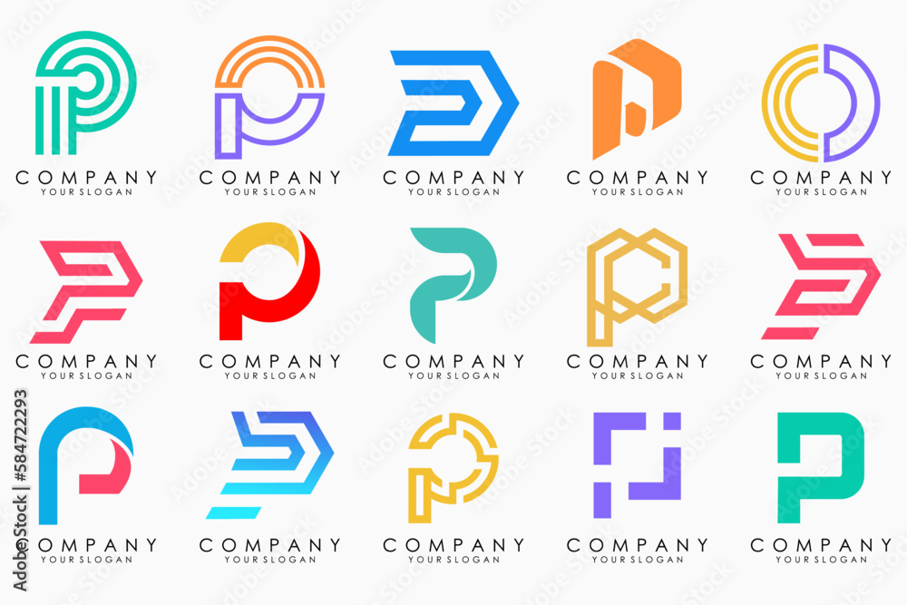 Set of letters P logo design. modern creative monogram icon design inspiration. Set of letters P logo design. modern creative monogram icon design inspiration.