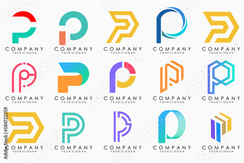 Set of letters P logo design. modern creative monogram icon design inspiration.