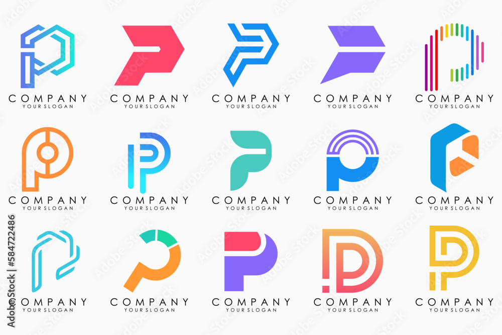 Set of letters P logo design. modern creative monogram icon design inspiration. Set of letters P logo design. modern creative monogram icon design inspiration.