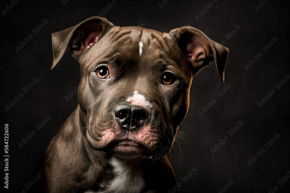 Majestic Staffordshire Bull Terrier: Powerful, Loyal, and Stunning on Dark Background Majestic Staffordshire Bull Terrier: Powerful, Loyal, and Stunning on Dark Background