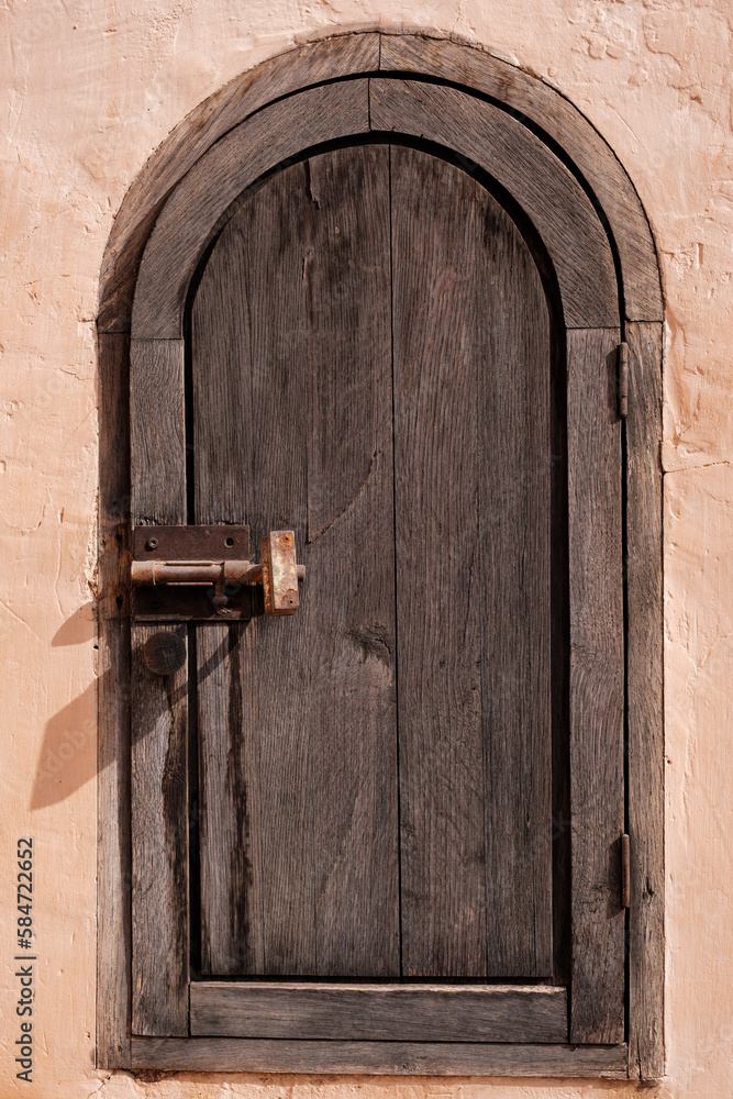 Wooden widow in a building in Agadir, Morocco Wooden widow in a building in Agadir, Morocco