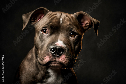 Tableau sur toile Majestic Staffordshire Bull Terrier: Powerful, Loyal, and Stunning on Dark Backg