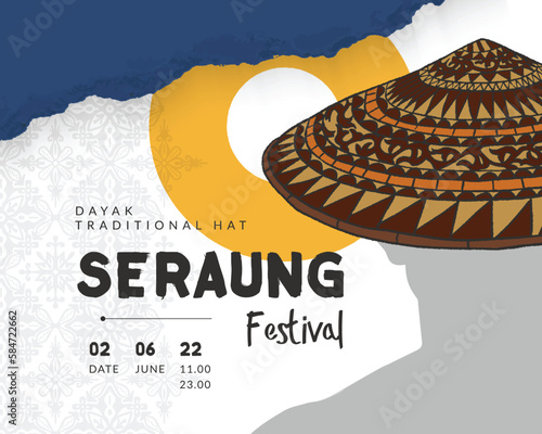 traditional hat seraung festival poster hand drawn illustration design inspiration