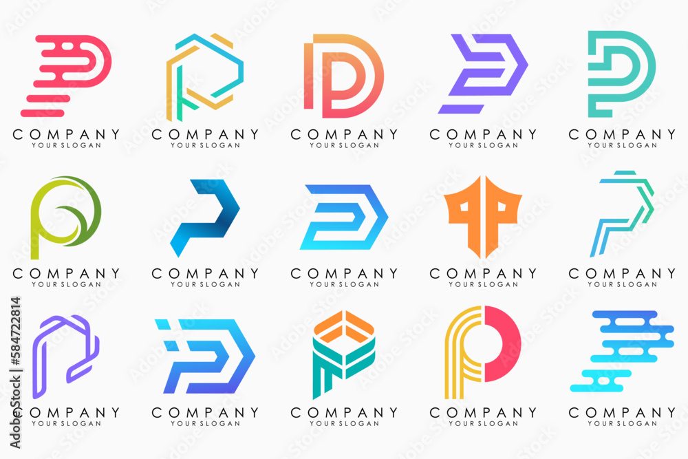 Set of letters P logo design. modern creative monogram icon design inspiration. Set of letters P logo design. modern creative monogram icon design inspiration.