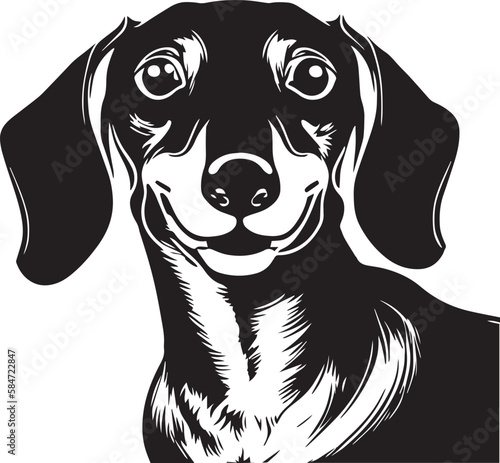 Dachshund dog face isolated on a white background, EPS, Vector, Illustration.	