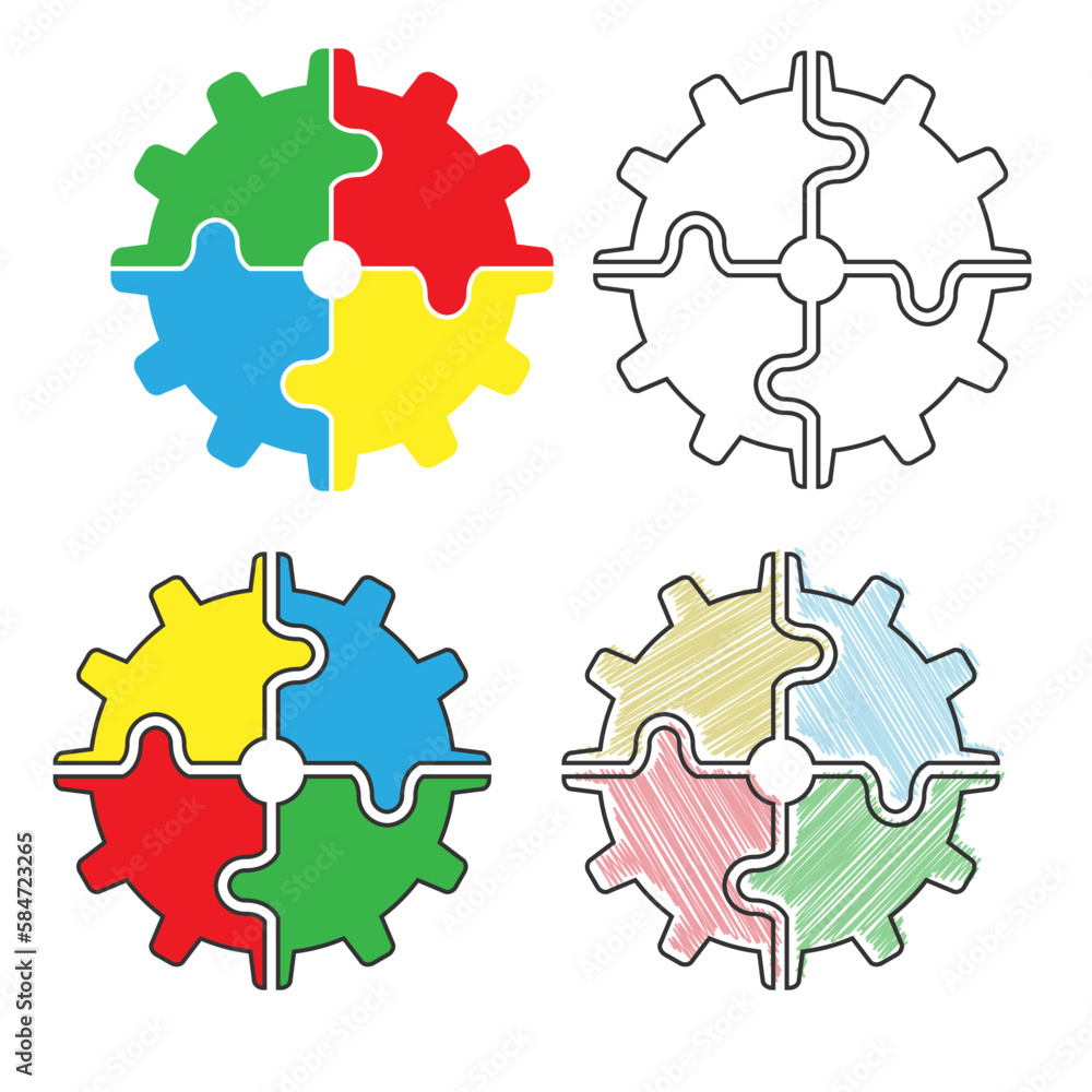 Gear of the puzzle. A set of vector illustrations. Gear of the puzzle. A set of vector illustrations.