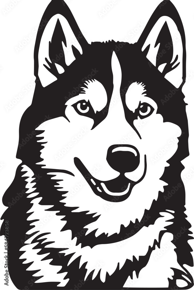 Husky dog face isolated on a white background, SVG, Vector, Illustration.