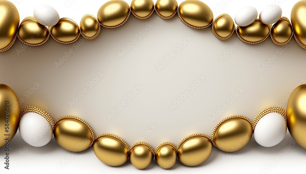 Copyspace with border of golden Easter eggs, created with generative AI Copyspace with border of golden Easter eggs, created with generative AI