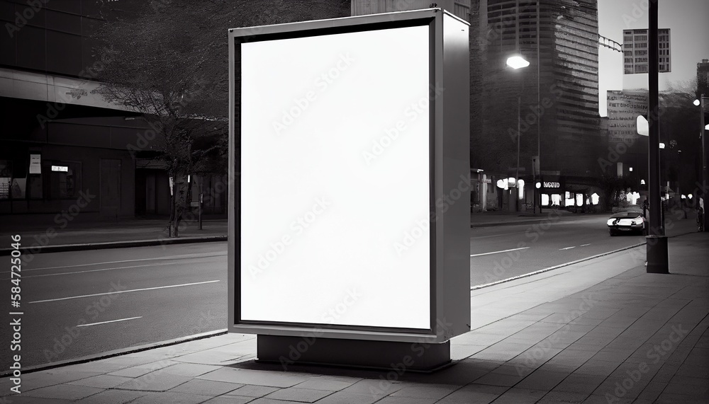 Blank white advertising display billboard situated in a cityscape. For ...