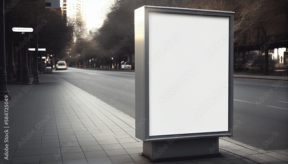 Blank white advertising display billboard situated in a cityscape. For projects related to advertising, marketing, or urban environments. The billboard space for advertisements or designs. Blank white advertising display billboard situated in a cityscape. For projects related to advertising, marketing, or urban environments. The billboard space for advertisements or designs.