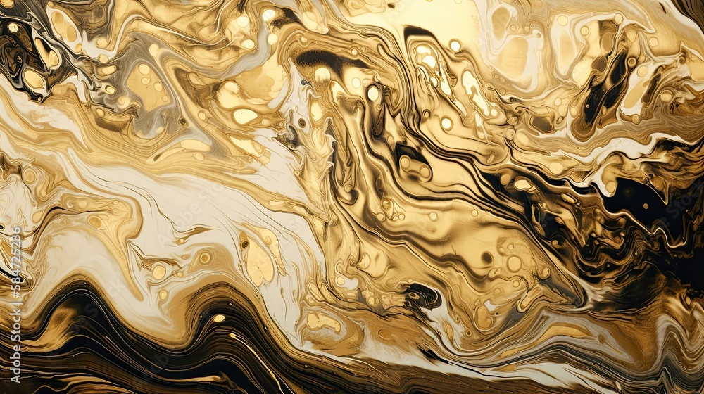 Gleaming Gold Wave Marble Texture: Stunning Artistic Design for Wallpaper and Fabric Decoration, Generative AI