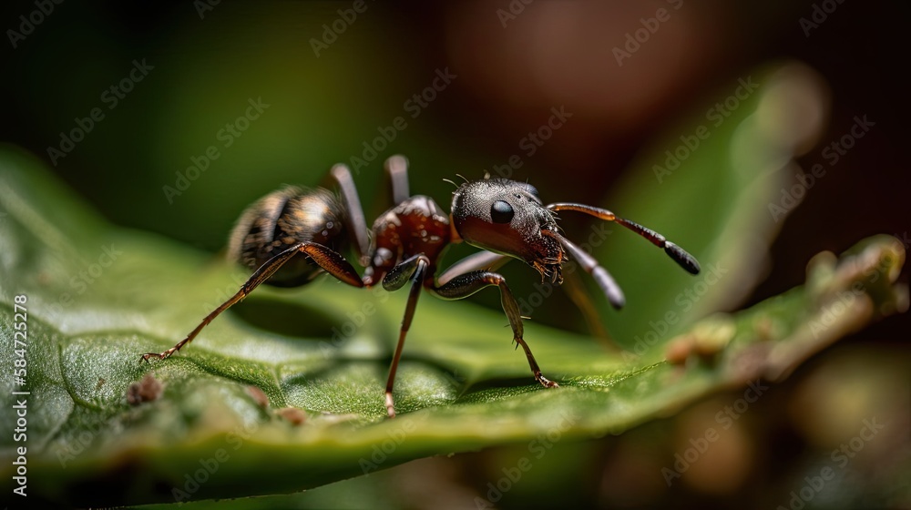 Nature's Home: An Ant Living in its House among the Leaves in the Garden. Generative AI