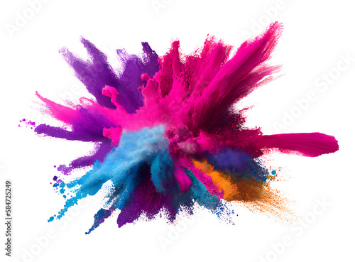 Colorful rainbow holi paint splash, color powder explosion, AI generated image