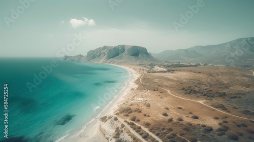 Escape to Paradise: Turquoise Waters and Sandy Beaches of Falasarna Beach, Crete, Greece: Generative AI