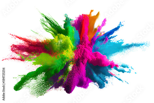 Colorful rainbow holi paint splash, color powder explosion, AI generated image