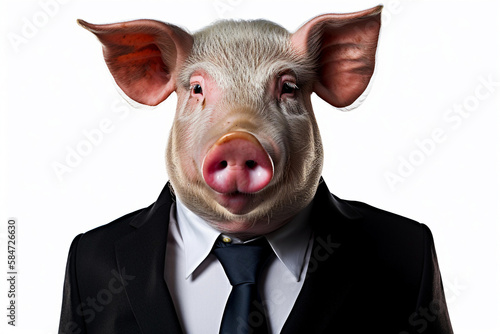 Business pig in full suit portrait