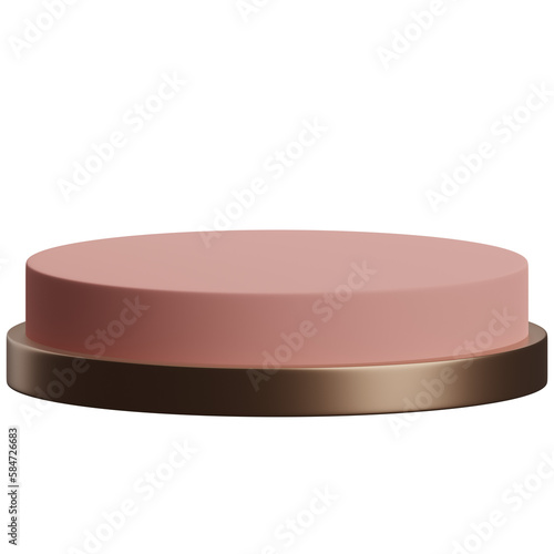 3d render of pink and gold luxury circular podium product display element © ciaoaleandro