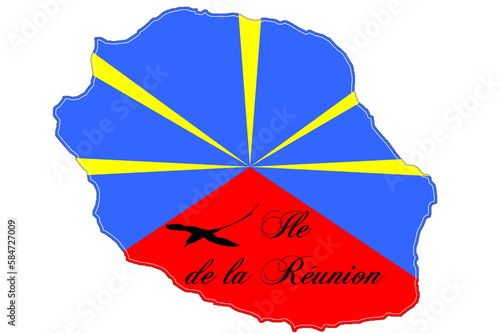 carte et drapeau de l’île de la Réunion  photo