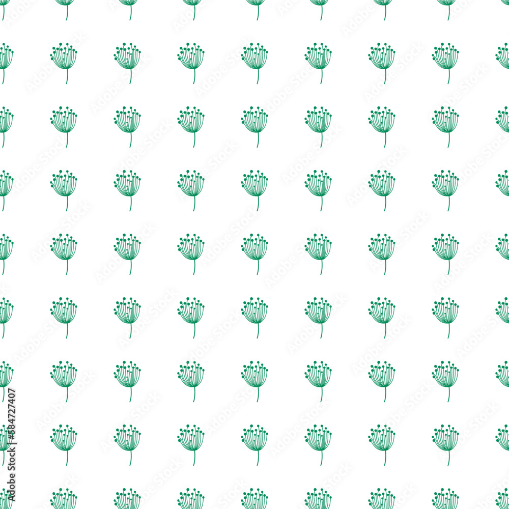Simple dandelion silhouette seamless pattern. Blowball botanical background. Abstract floral wallpaper.