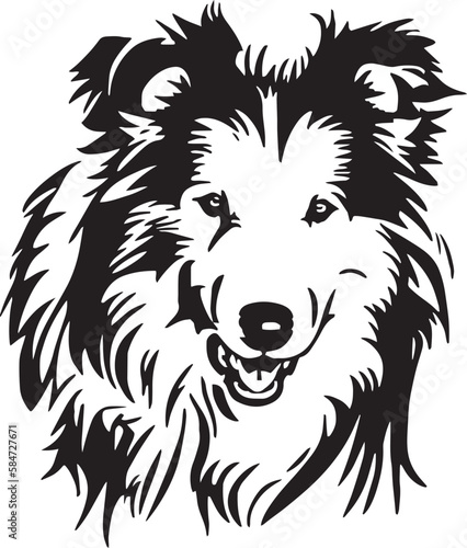 Shetland sheepdog dog face isolated on a white background, SVG, Vector, Illustration. 
