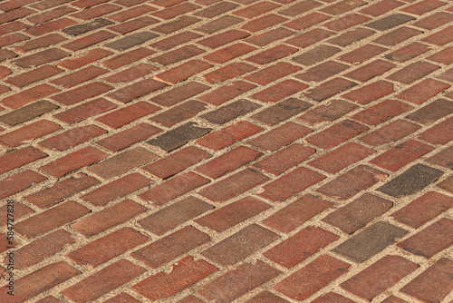 red brick pavement in the Stockyards in Fort Worth, Texas
