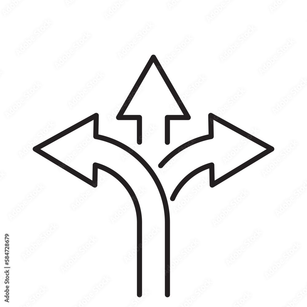 Three arrows. Concept choosing a way. Vector. Three arrows. Concept choosing a way. Vector.