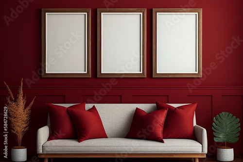 Modern red room in apartmen...