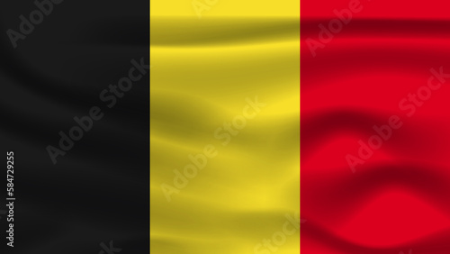Illustration concept independence symbol icon realistic waving flag 3d colorful of Belgium