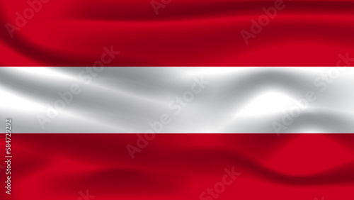 Illustration concept independence symbol icon realistic waving flag 3d colorful of Austria