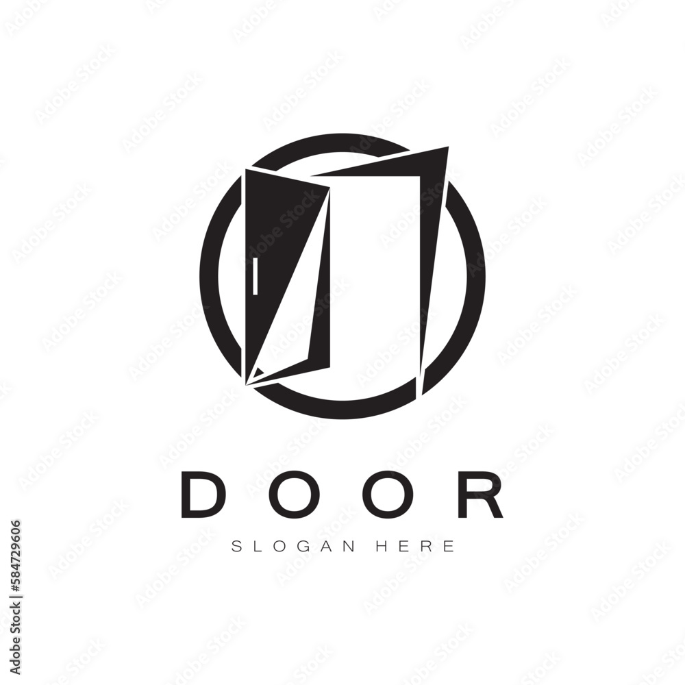 simple open door abstract logo, with geometric shapes,For building construction,contractors, business property and construction companies,vector. simple open door abstract logo, with geometric shapes,For building construction,contractors, business property and construction companies,vector.