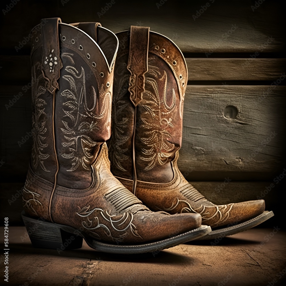Western old cowboy boots. Generative AI