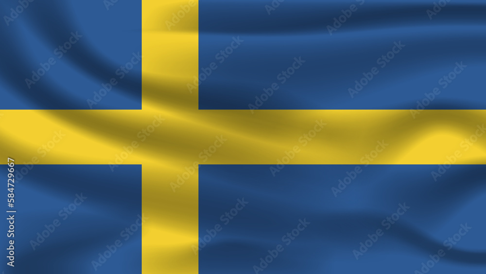 Illustration concept independence Nation symbol icon realistic waving flag 3d colorful Country of Sweden Illustration concept independence Nation symbol icon realistic waving flag 3d colorful Country of Sweden